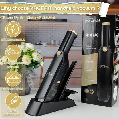 Handheld Vacuum Cordless, 15KPA High Power Suction, USB Quick Charge, Car Vacuum Cleaner with Storage Dock, Lightweight Recharge