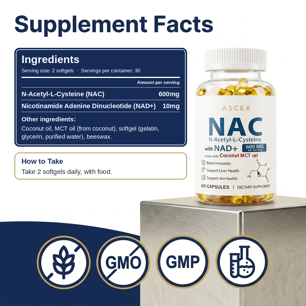 NAC600+NAD⁺  to Support your liver. Steady your days.